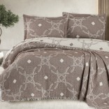 Комплект покривало 240/260 с калъфки МУСЕЛИН - МОНТЕЛА кафяво